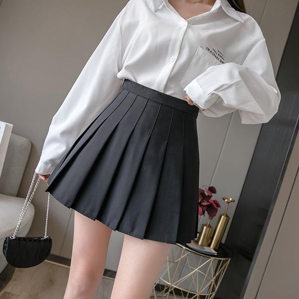 

fashion women's skirts for spring and summer 2021 wild pleated short anti-glare, Black