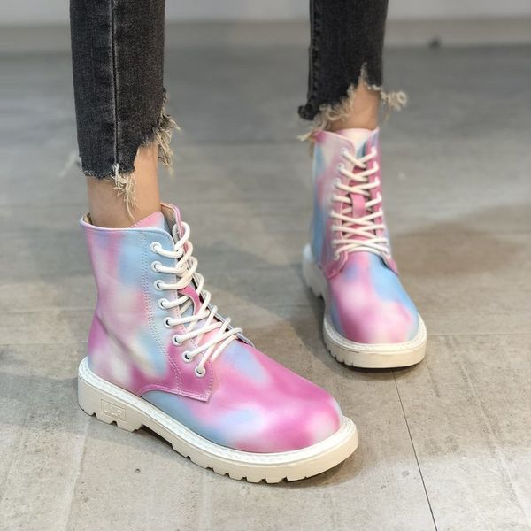 

fashion zipper flat shoes woman high heel platform pu leather boots lace up women shoes ankle boots girls 35-43 210428, Black