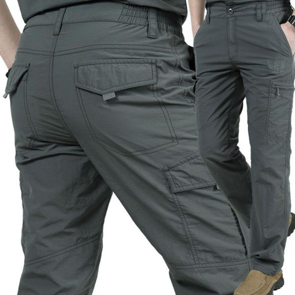 

men's trousers quick drying thin/thick elastic slim pants youth walking soft loose sports pockets casual push size m-3xl, Black