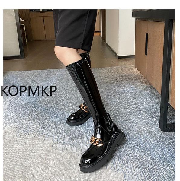 

boots retro women ankle autumn winter warm cow leather wedding party basic prom office metal chain design shoes woman, Black