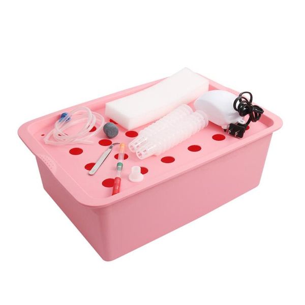 

planters & pots 24 cell hydroponic soilless nursery box with air pump system plant seedling cultivation growing 1 set