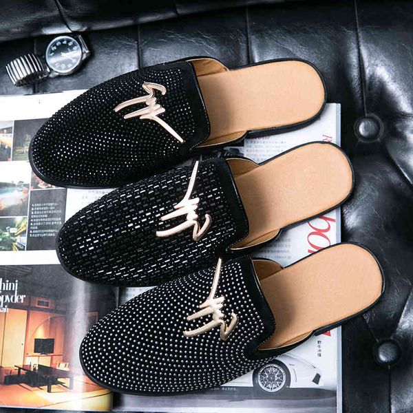 

dress shoes chinelos de verÃ£o luxo novo legal chinelos para o sexo masculino ouro preto mocassins homens meia sapatos antirrapantes masculin, Black