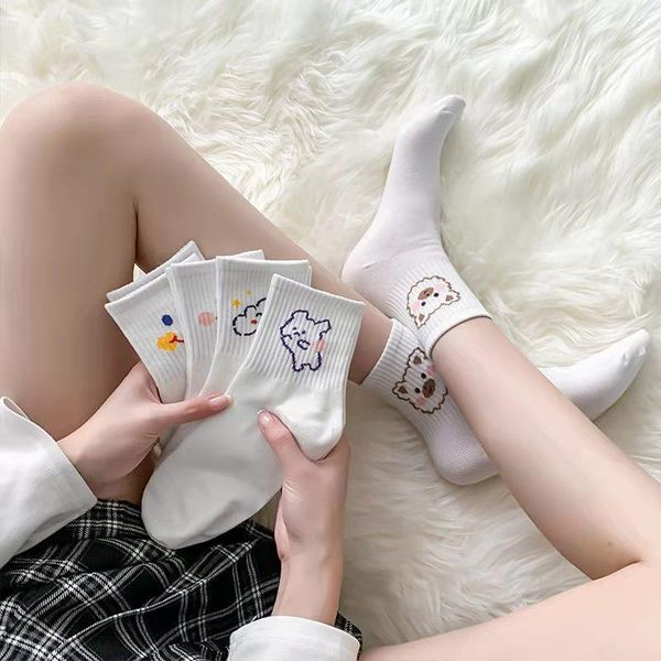 

socks summer casual cute women animal cartoon duck bear tube cotton invisible funny size 35-41 drop, Pink;yellow