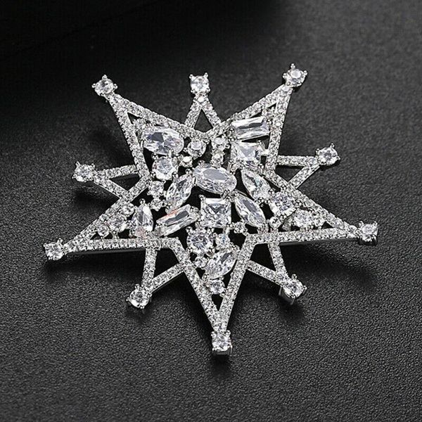 

pins, brooches trendy elegant jewelry accessories cubic zircon brooch five-pointed star pin women men party gifts, Gray