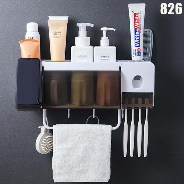 

bathroom storage & organization wall mounted toothbrush holder set with cups automatic toothpaste dispenser kit din889