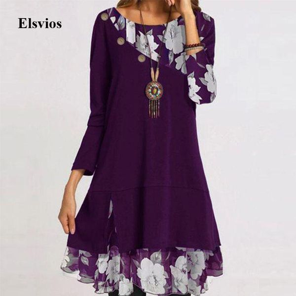 

vintage floral print patchwork women dress autumn elegant o neck party spring long sleeve button a-line vestido casual dresses, Black;gray