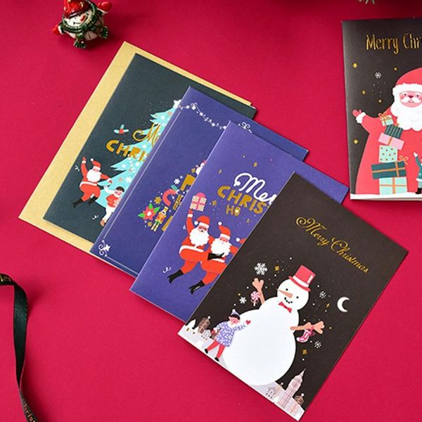 

greeting cards 1set cartoon santa claus merry christmas with envelop kids year postcard gift card
