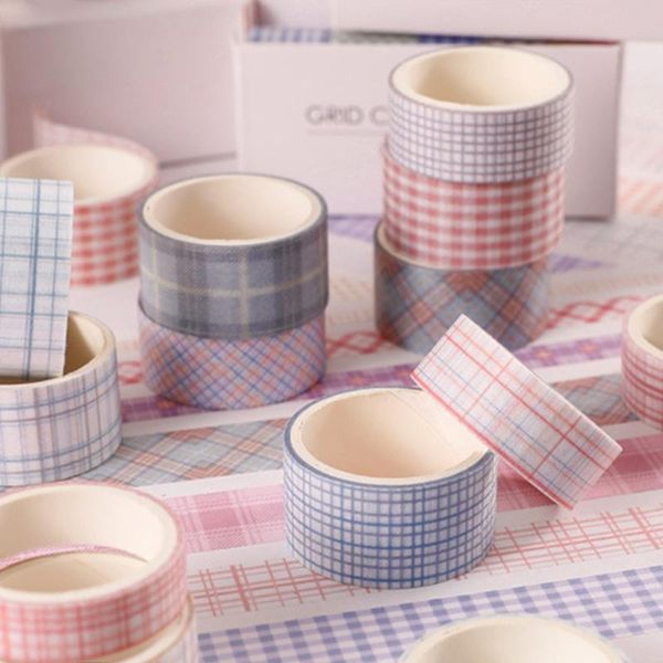 

gift wrap 6pcs/set diy washi tape set basic pattern marble plaid stripe decoration background scrapbook sticker masking tapes kawaii
