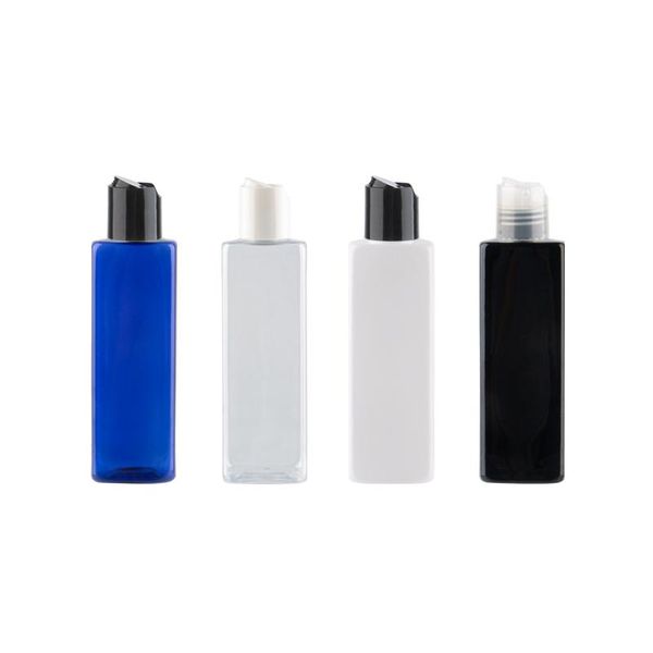 

250ml empty square transparent pet plastic bottles container disc cap clear lotion bottle cosmetic package 25pcs/lot storage & jars