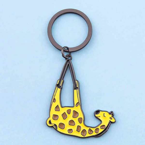 Bonito Anéis Giraff Kawaii Animal Mulheres Menina Anel de Carro Bolsa Pingente Saco Charm Chaveiro Chaveiro Lovers Casais Melhor Presente