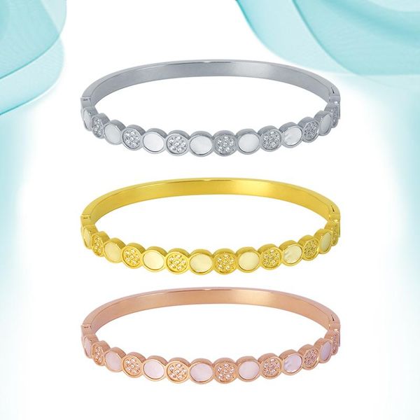 

bangle white shell with cystals stainless steel woman cuff charm bangles jewelry crystal stone luxury fashion punk wedding, Black