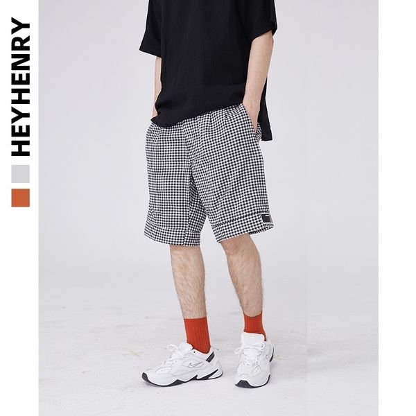 

henry hip hop plaid patch fashion brand bf harajuku shorts men's and women's summer 2020 new straight casual pants, White;black