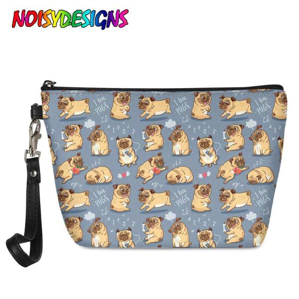

cute 3d puppy pug dog print cosmetic bags small leather female travel makeup case organizer make up pouch & cases
