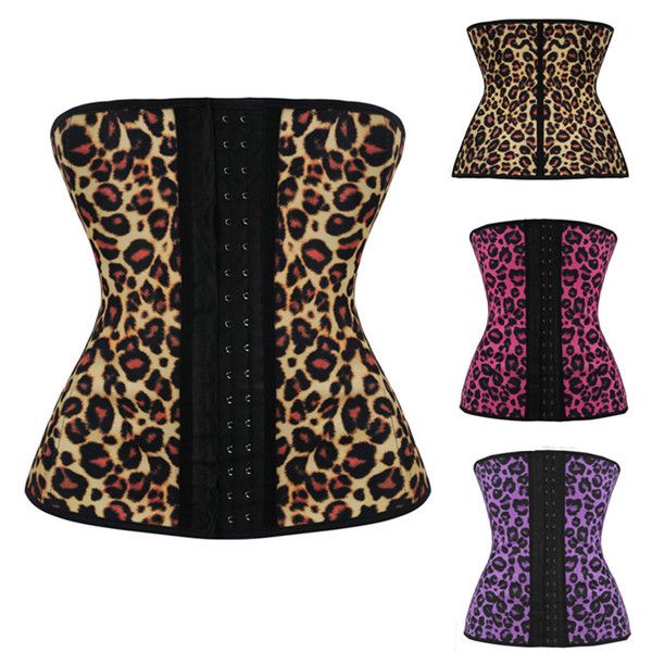 

Woman Bustiers 2016 Newest Waist Leopard Rubber Corset, Black;white