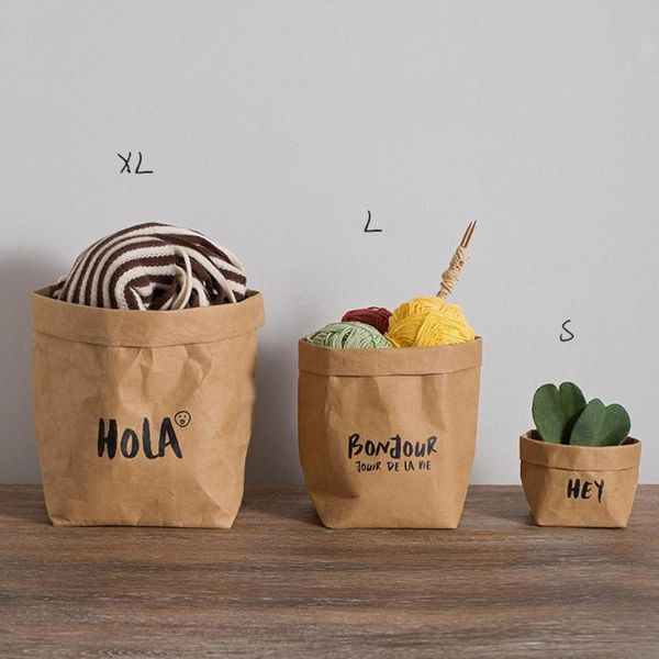 

storage bags washable snack fruit bread kraft paper bag container home decor