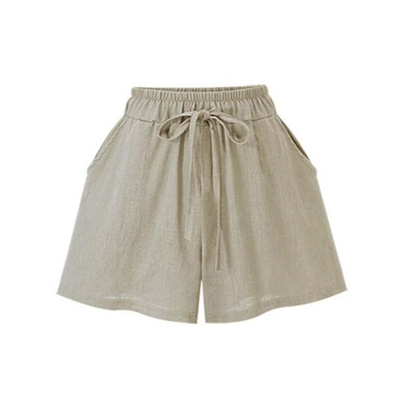

women's shorts linen solid color wide leg women summer casual loose streetwear daily home wear high waist short pants, White;black