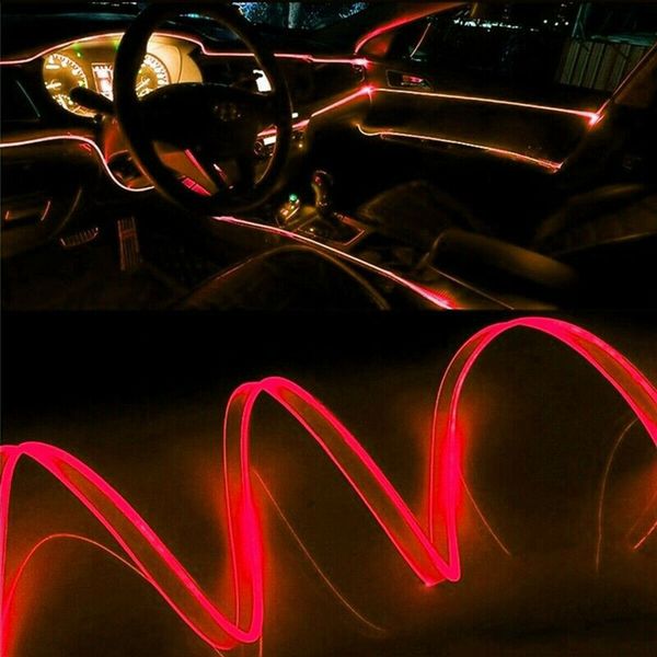 5 metri LED rosso Auto intrattenimento auto luce vento Interni Decor Atmosfera Filo Striscia Lampada Accessori prodotti per auto