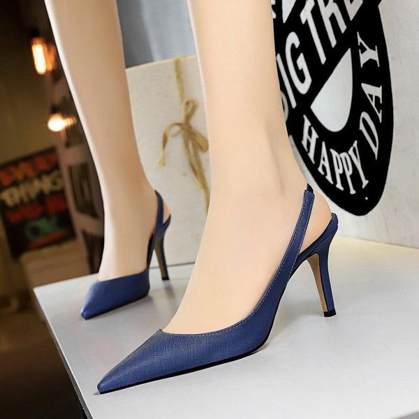 

dress shoes 2021 female pumps shallow mouth women pu pointed toe thin heels 8.5cm wonen fashion office, Black