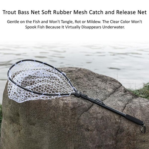 

fishing accessories leo / fast folding hand net black aluminum alloy carp bass soft gel capture