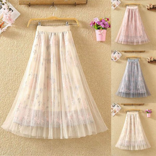 

skirts 2021 summer tulle womens pleated black mesh skirt women spring fashion elastic high waist midi #g2