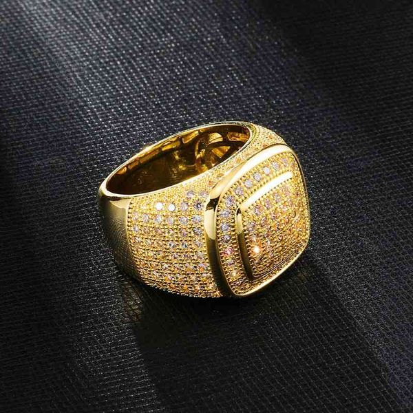 

gold plated micro set zircon hiphop hip hop men's ring, Silver