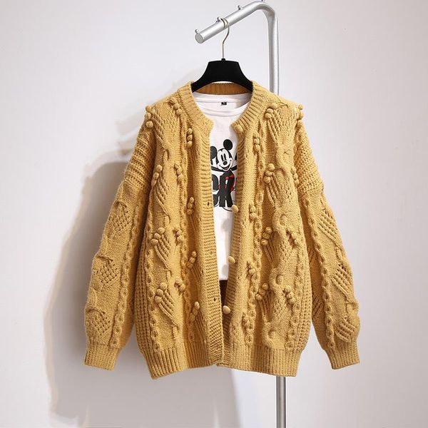 

women's knits & tees knitting sweater cardigan coat female 2021 autumn yfnt3877, White