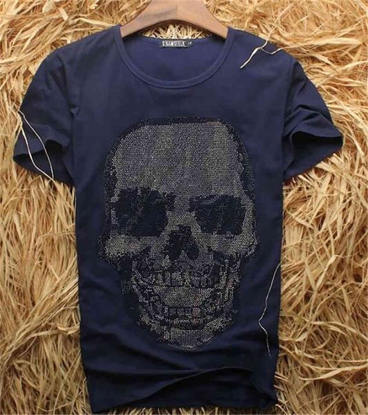 

t shirts diamonds skull cotton o-neck short sleeve fashion brand designer tshirt for men summer tee, White;black