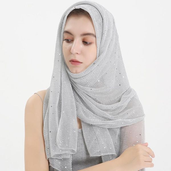 

scarves sequins elegant women muslim head scarf ladies shawl and wrap female foulard wj0030, Blue;gray
