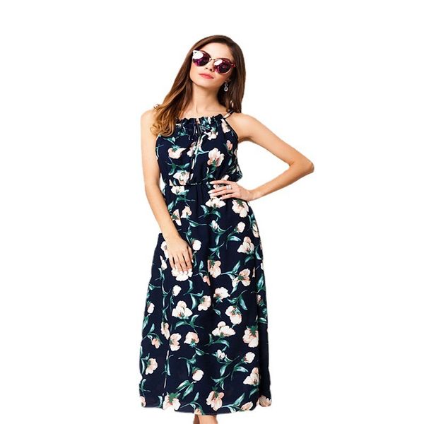 

women's dresses casual floral suspender, Black;gray