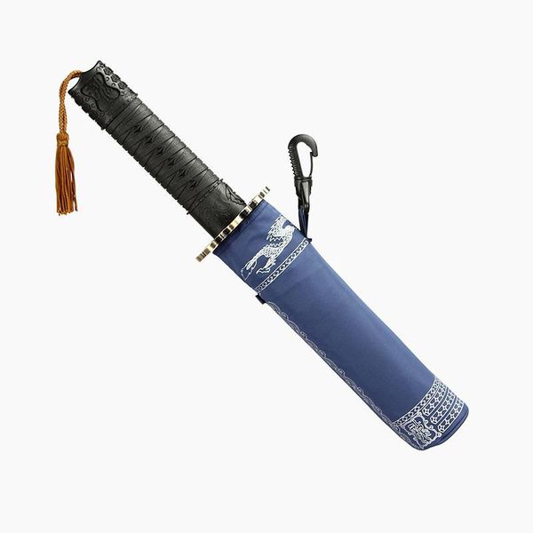 

umbrellas 2021 sword handle automatic 3-fold umbrella for men japan samurai portable windproof male novelty item