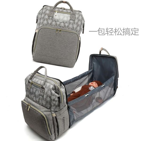 

backpack 2021 portable foldable crib mummy bag multi functional large capacity out of home baby