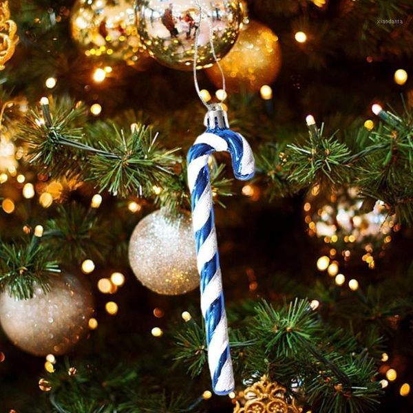 

christmas decorations 6pcs tree decor candy cane red green plastic crutch hanging pendant ornament for xmas year party 2021 decoration