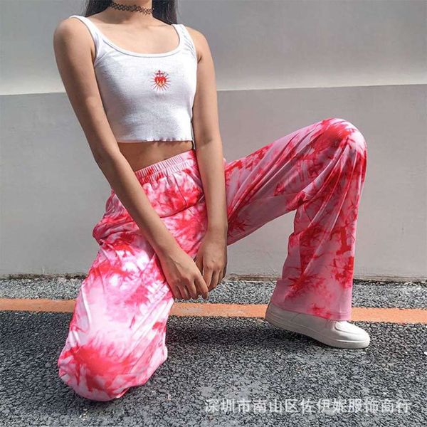 

women's print loose casual wide leg pants, Black;white