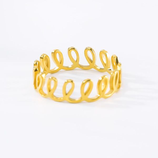 

wedding rings fashion boho cute for girl jewelry gold color stainless steel silver sea wave anillo hombre accesorios mujer, Slivery;golden
