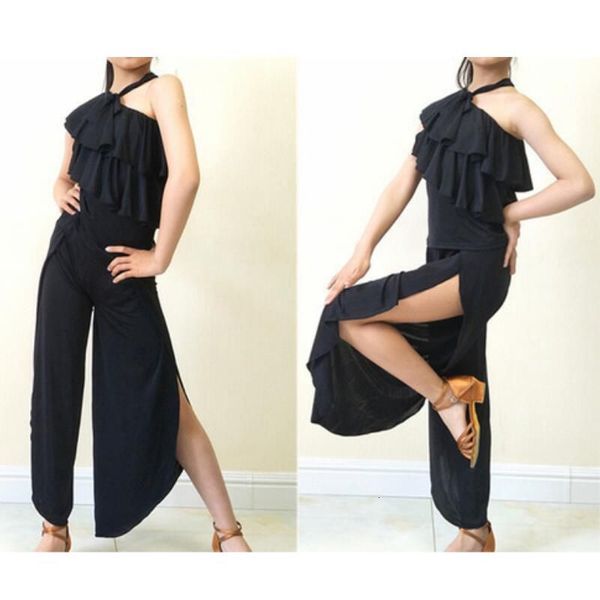 

stage wear latin dance dress for girls elegant black standard ballroom dancing dresses pants kids performance salsa costumes ykvw, Black;red