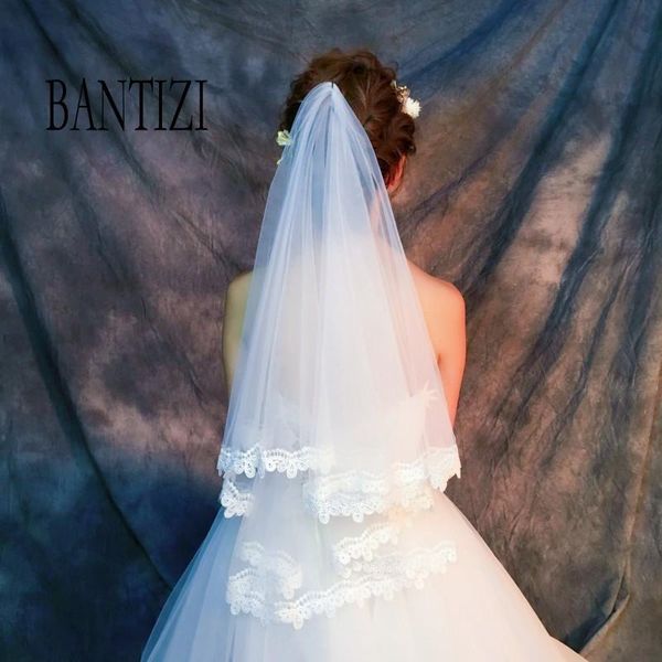 

bridal veils with lace appliques edge one layer ivory wedding veil no comb accessories 2021 veu de noiva, Black