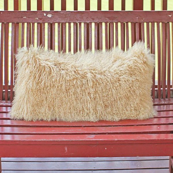 

real mongolian lamb fur pillow cover decorative pillows chair tibetan sheepskin cushion covers sofa home decor cushion/decorative