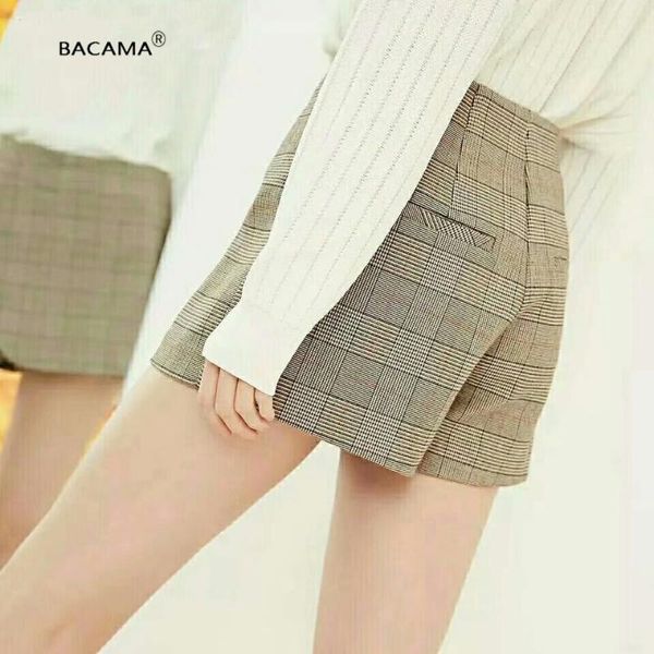 

women's shorts bacama 2021 style early spring restoring ancient ways trellis asymmetric tailoring high waisted trousers, White;black