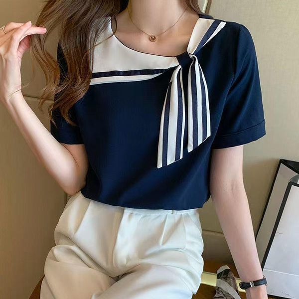 

women's blouses & shirts short sleeve chiffon shirt 2021 summer bottom, White