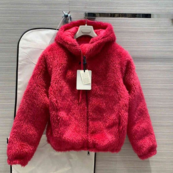 

leather white duck winter long sleeve thick coat ladies hooded down warm two sides wearing jacket, Black