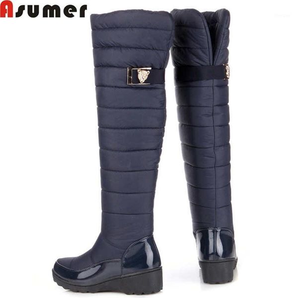 

boots 2021 fashion women russia keep warm thigh fur over the knee snow1, Black