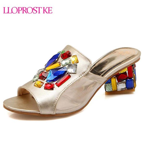

dress shoes lloprost ke zapatos mujer women thick heels sandals open toe platforms high heel rhinestone summer size 43 my248, Black