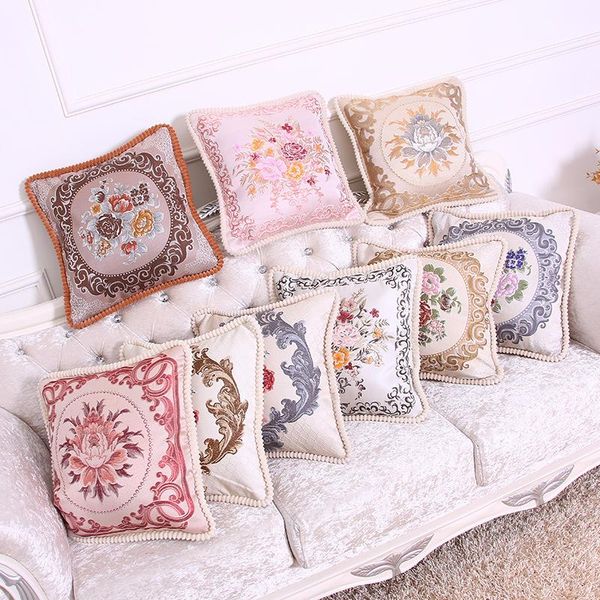 

cushion/decorative pillow embroidery european cushion relief fabric pillowcase luxury embroidered car sofa covers 50x50cm