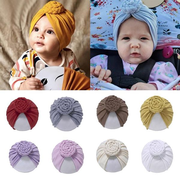 

beanies baby accessories for born toddler kids girl boy turban cotton beanie hat cap knot solid soft braids caps
