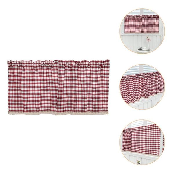 

curtain & drapes 1pc pole-type with plaid lace home use decorative