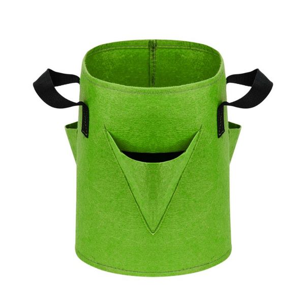 

multi-port plant bag planter pot with handles and visualization pockets green reusable non-woven strawberry planting bags planters & pots