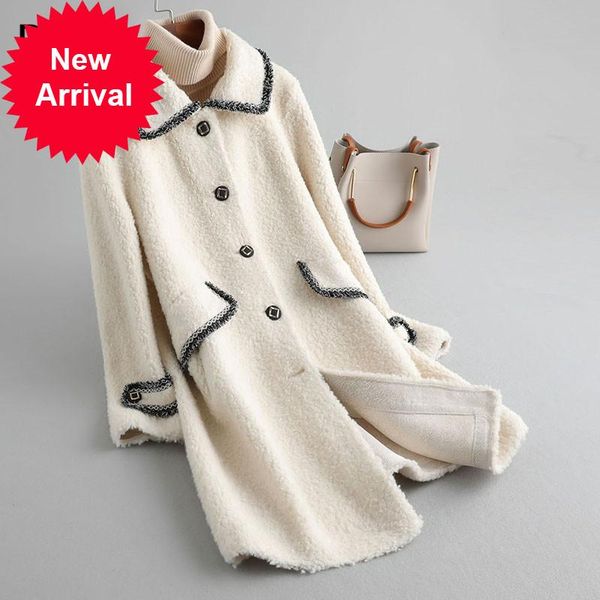 

women's fur & faux winter 30% women wool coat mix 70% polyester warm jacket girl female over size parka a19080-1, Black