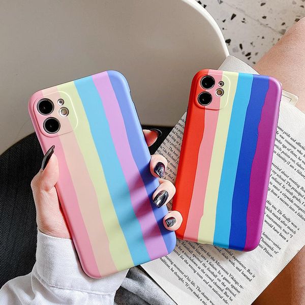 

cell phone pouches rainbow case for 12 pro mini 11 max xr xs 7 8 plus x se 2021 gradient color soft silicone back cover