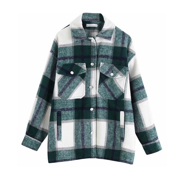 

women's jackets fashion green red plaid jacket for women autumn winter coat long sleeve office coats and oversized bomber, Black;brown