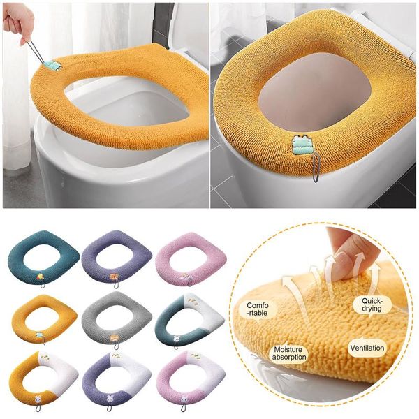 

toilet seat covers bathroom cover protective soft warmer full-shaped cushion warm pads accessories
